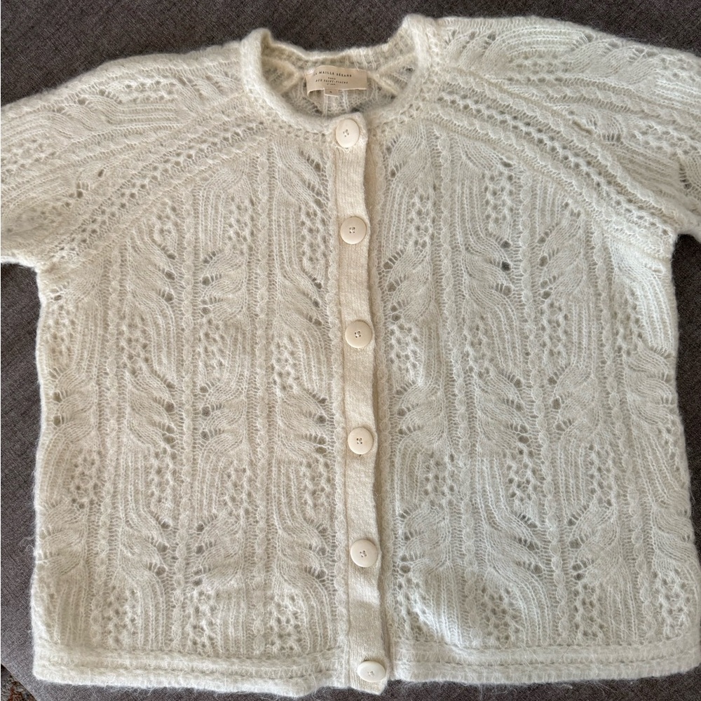 Sezane Elegant White Knit Sweater